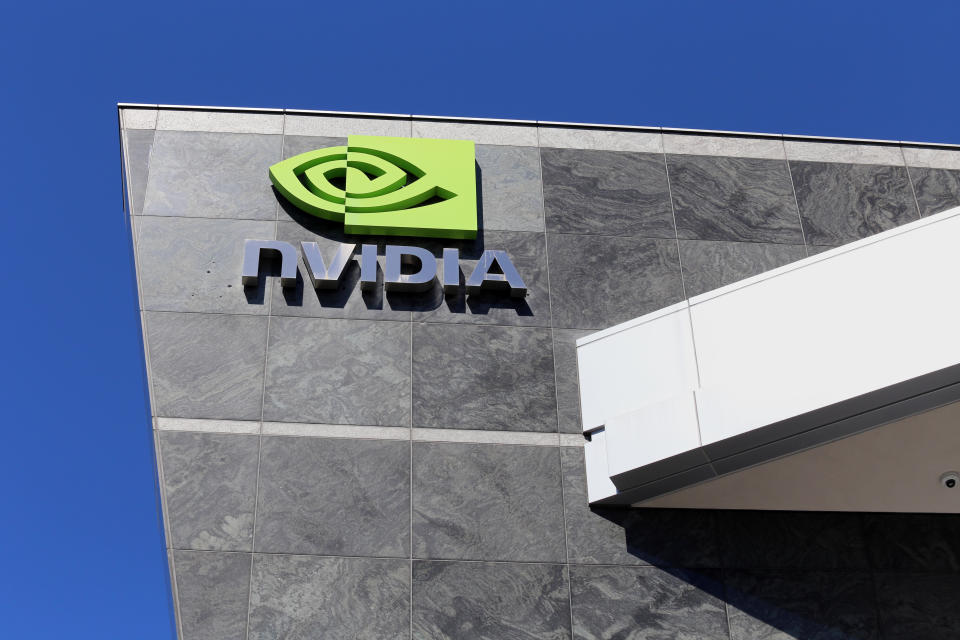 Santa Clara, CA, USA – March 18, 2014: Nvidia World Headquarters located in Santa Clara.  Nvidia is an American global technology company specializing in manufacturing graphics processing units.