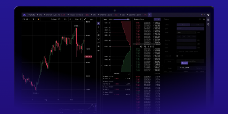 A screenshot of Kraken's crypto trading platform.