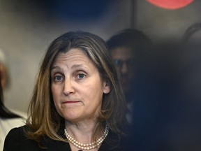 Deputy Prime Minister and Finance Minister Chrystia Freeland speaks about changes to the capital gains tax inclusion rate during a press conference on Parliament Hill in Ottawa on Monday, June 10, 2024.