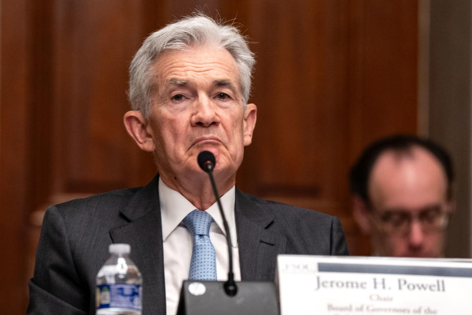 WASHINGTON, DC - MAY 10: Federal Reserve Chairman Jerome Powell listens as U.S. Treasury Secretary Janet Yellen presides over a meeting of the Financial Stability Oversight Council at the Treasury Department on May 10, 2024 in Washington, DC.  The board received an update from the Public Financial Market Services Committee and an update on market developments related to corporate credit, as well as a presentation and vote on a report on non-bank mortgage servicing.  (Photo by Kent Nishimura/Getty Images)