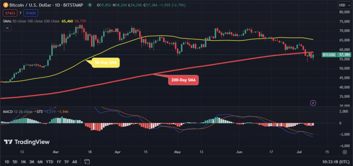 Bitcoin (BTC) Drops to $57K; Will It Go Up or Down as Germany Braces for Another Sell-Off?