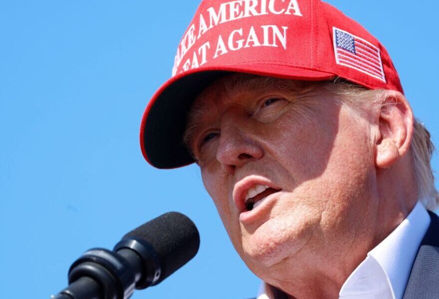 Former President Donald Trump speaks during a rally at Greenbrier Farms on Friday in Chesapeake, Virginia, one day after the first presidential debate of the 2024 election.