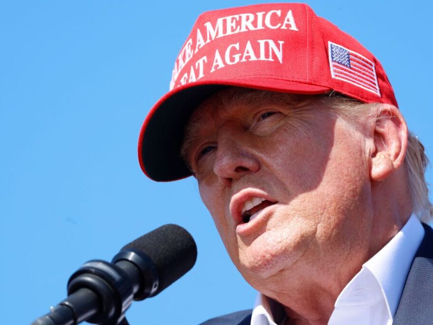 Former President Donald Trump speaks during a rally at Greenbrier Farms on Friday in Chesapeake, Virginia, one day after the first presidential debate of the 2024 election.