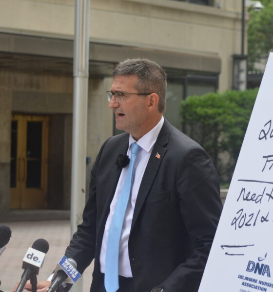 New Castle County Executive Matt Meyer, who is running for the Democratic gubernatorial nomination, held a press conference in Wilmington Monday to call for a federal investigation into his opponent Lt. Gov. Bethany Hall-Long