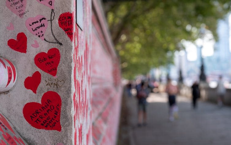 the National Covid Memorial Wall in London