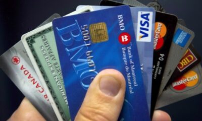 Credit cards on display