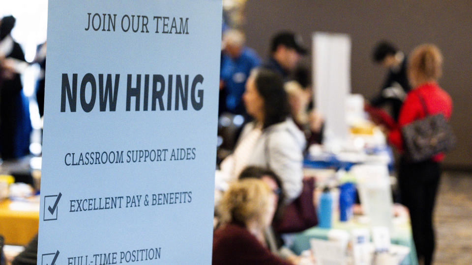 LAKE FOREST, CA - FEBRUARY 21: More than 75 employers were taking resumes and talking to potential new hires at a career fair in Lake Forest, CA on Wednesday, February 21, 2024. (Photo by Paul Bersebach/MediaNews Group/Orange County Register via Getty Images)