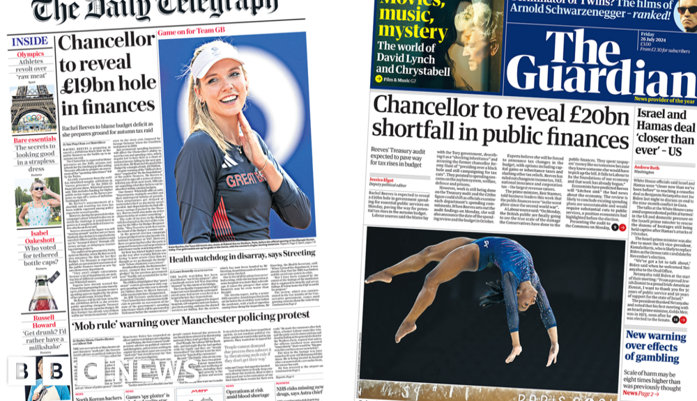 Newspaper headlines: 'Autumn tax strike' possible after '£20bn hole in finances'