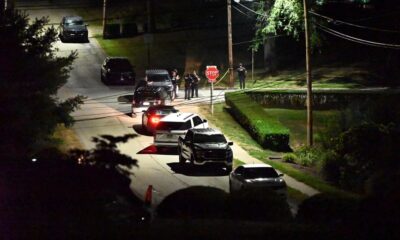 Police cars outside the residence of Thomas Matthew Crooks, the alleged shooter at a Trump rally on Saturday, investigate the area in Pennsylvania. In the aftermath of the incident, one rally attendee was killed, two rally attendees are in critical condition and Donald Trump suffered a non-fatal gunshot wound. The shooter is dead after being killed by the United States Secret Service. (Photo by Kyle Mazza/Anadolu via Getty Images)