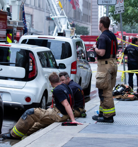 Houston firefighters respond to a fire at the Main Street Market at 901 Main Street in downtown Houston. Taken on October 17, 2019.